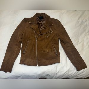 Brown micro-suede biker jacket